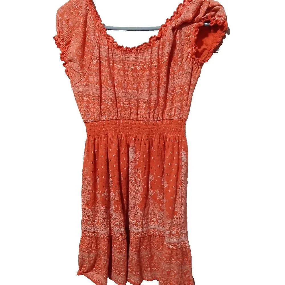 Almost Famous Juniors Summer Dress Size XL Carol Paisley Off Shoulder Midi